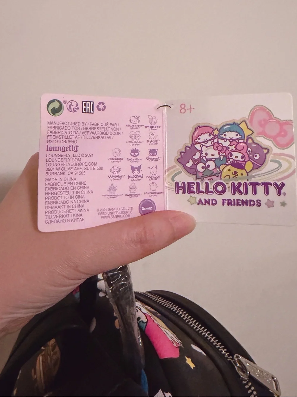 NWT LOUNGEFLY Sanrio Hello Kitty Mini Black Backpack All Over Print
